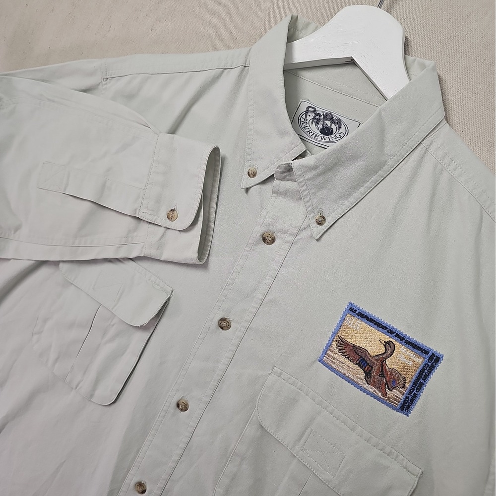 Macks Prairie Wings Mottled Duck Stamp Men's Large Button Down US Dept Interior